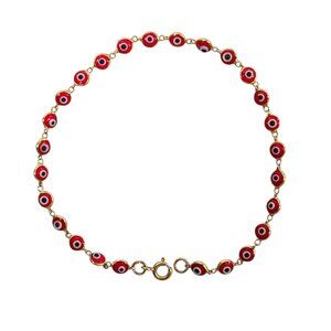 Ladies 14k Yellow Gold Evil Eye Bracelet